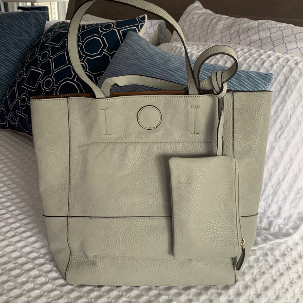 Gray vegan tote